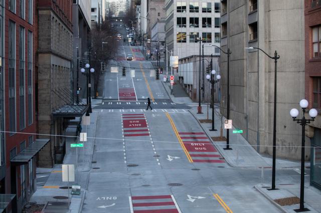 Picture of empty downtown Seattle streets